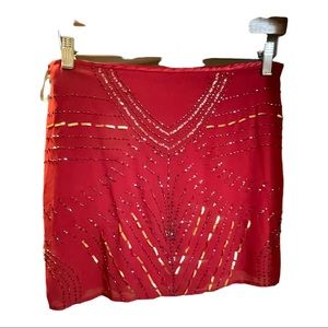 Read beaded mini skirt